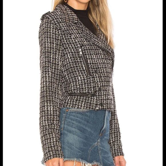 House Of Harlowe 1960 x Revolve Dean Tweed Moto Jacket Size Medium - Picture 1 of 8